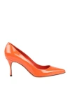 Sergio Rossi Woman Pumps Orange Size 7 Leather In Orange