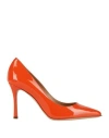 Sergio Rossi Woman Pumps Orange Size 7 Leather