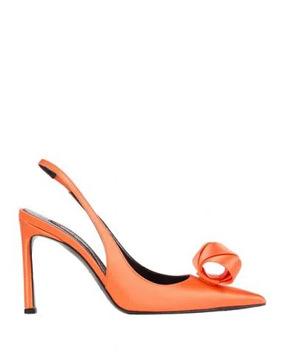 Sergio Rossi Woman Pumps Orange Size 7 Textile Fibers
