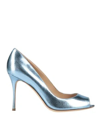 Sergio Rossi Woman Pumps Pastel Blue Size 6 Soft Leather