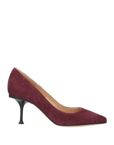 Sergio Rossi Woman Pumps Plum Size 6 Leather In Purple