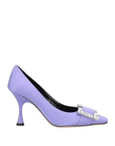 Sergio Rossi Woman Pumps Purple Size 6.5 Textile Fibers