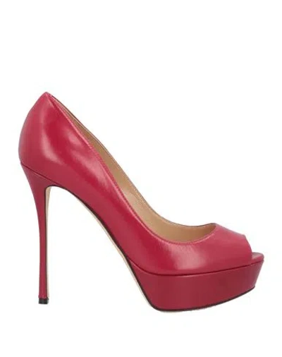 Sergio Rossi Woman Pumps Red Size 8 Leather
