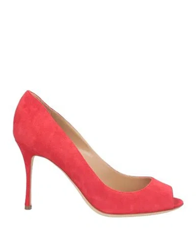 Sergio Rossi Woman Pumps Red Size 8 Leather In Red