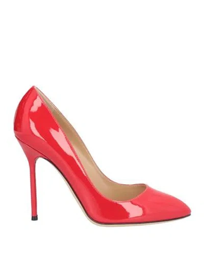 Sergio Rossi Woman Pumps Red Size 7.5 Leather