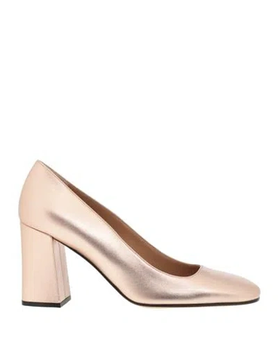Sergio Rossi Woman Pumps Platinum Size 8 Leather In Grey