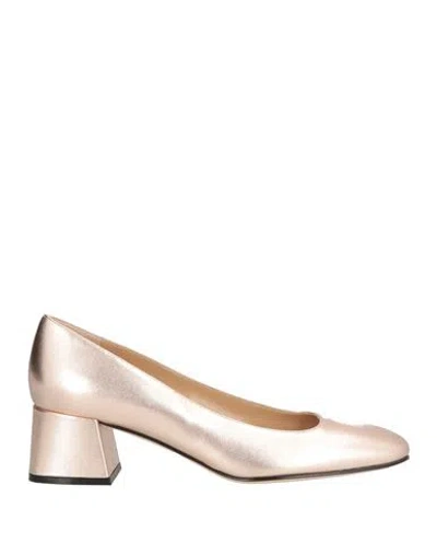 Sergio Rossi Woman Pumps Rose Gold Size 7 Leather