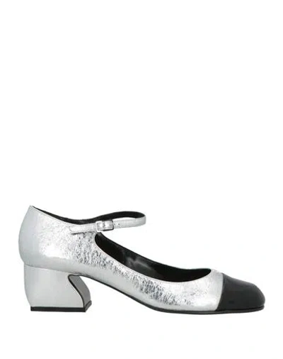 Sergio Rossi Woman Pumps Silver Size 4 Leather In Metallic