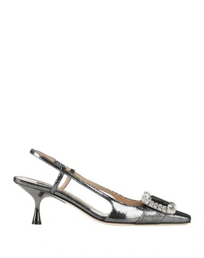 Sergio Rossi Woman Pumps Silver Size 6 Leather