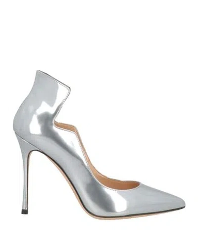 Sergio Rossi Woman Pumps Silver Size 6 Leather