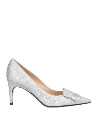 Sergio Rossi Woman Pumps Silver Size 6 Leather