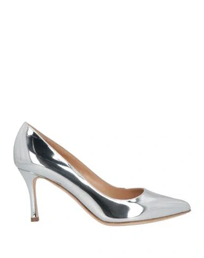 Sergio Rossi Woman Pumps Silver Size 8 Leather