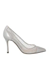 Sergio Rossi Woman Pumps Silver Size 6 Leather, Textile Fibers In Silver