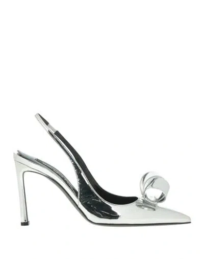 Sergio Rossi Woman Pumps Silver Size 6.5 Leather