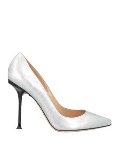 Sergio Rossi Woman Pumps Silver Size 6.5 Leather