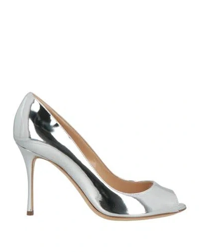 Sergio Rossi Woman Pumps Silver Size 7 Calfskin
