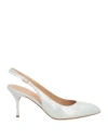 Sergio Rossi Woman Pumps Silver Size 7 Leather In Silver