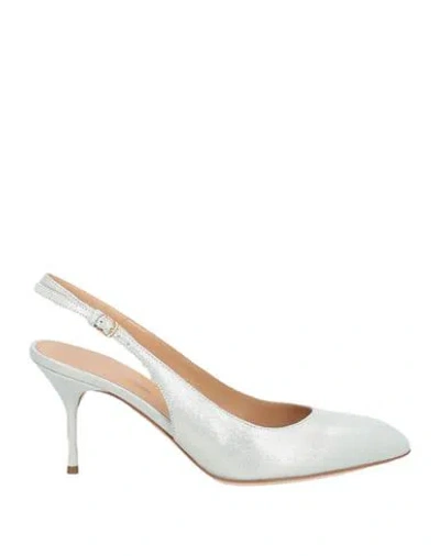 Sergio Rossi Woman Pumps Silver Size 7 Leather