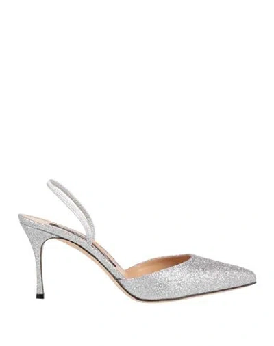 Sergio Rossi Woman Pumps Silver Size 7 Textile Fibers