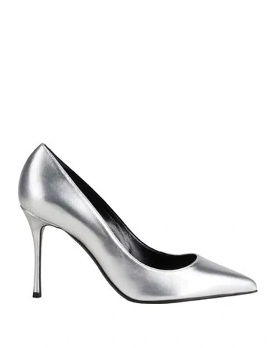 Sergio Rossi Woman Pumps Silver Size 7.5 Leather