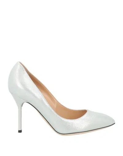 Sergio Rossi Woman Pumps Silver Size 8 Leather