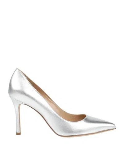 Sergio Rossi Woman Pumps Silver Size 8 Leather