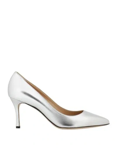 SERGIO ROSSI SERGIO ROSSI WOMAN PUMPS SILVER SIZE 8 LEATHER