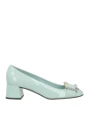 Sergio Rossi Woman Pumps Sky Blue Size 11 Leather