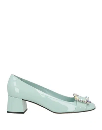 Sergio Rossi Woman Pumps Sky Blue Size 11 Leather