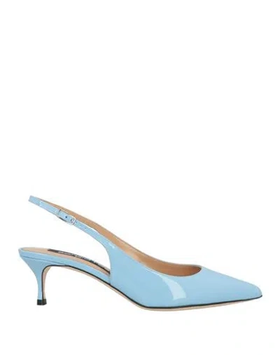 Sergio Rossi Woman Pumps Sky Blue Size 4.5 Leather