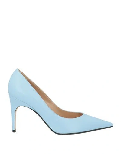 Sergio Rossi Woman Pumps Sky Blue Size 7 Leather