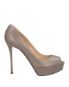 Sergio Rossi Woman Pumps Taupe Size 8 Leather