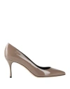 Sergio Rossi Woman Pumps Taupe Size 10 Leather In Grey