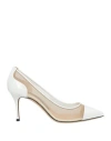Sergio Rossi Woman Pumps White Size 5 Leather, Textile Fibers
