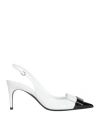 Sergio Rossi Patent Leather Toe Slingback In White