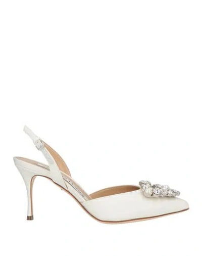 Sergio Rossi Woman Pumps White Size 8.5 Textile Fibers