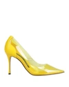 Sergio Rossi Woman Pumps Yellow Size 5 Leather, Plastic