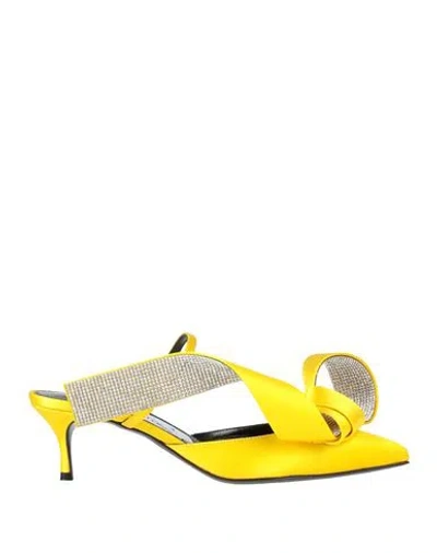 Sergio Rossi Woman Pumps Yellow Size 5.5 Textile Fibers