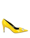 Sergio Rossi Woman Pumps Yellow Size 7 Leather
