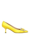Sergio Rossi Woman Pumps Yellow Size 8 Textile Fibers