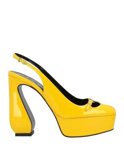 Sergio Rossi Woman Pumps Yellow Size 9.5 Leather