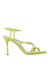 Sergio Rossi Woman Sandals Acid Green Size 8 Leather In Green
