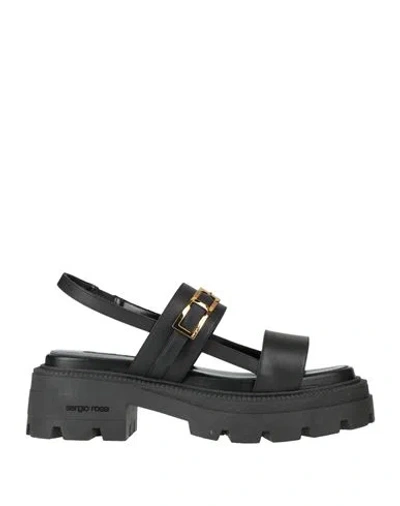 Sergio Rossi Woman Sandals Black Size 10 Calfskin