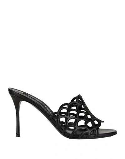 SERGIO ROSSI SERGIO ROSSI WOMAN SANDALS BLACK SIZE 5 LEATHER