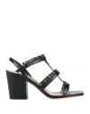 Sergio Rossi Woman Sandals Black Size 8 Soft Leather In Black