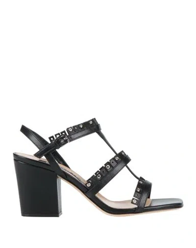 Sergio Rossi Woman Sandals Black Size 8 Soft Leather