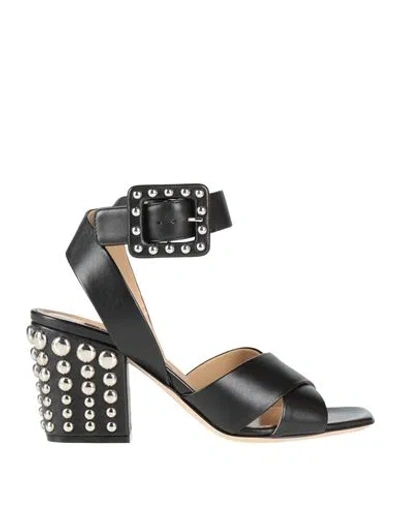 Sergio Rossi Woman Sandals Black Size 6 Soft Leather