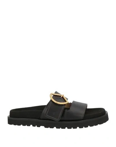Sergio Rossi Woman Sandals Black Size 6.5 Leather