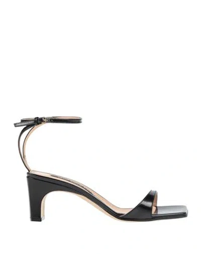 Sergio Rossi Woman Sandals Black Size 11 Soft Leather