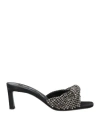 Sergio Rossi Woman Sandals Black Size 7 Textile Fibers In Black